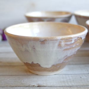 Image of Custom Order for Kathleen, Set of 16 Hand Thrown Bowls in Ocher and White Glaze