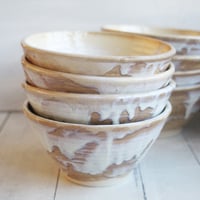 Image 5 of Custom Order for Kathleen, Set of 16 Hand Thrown Bowls in Ocher and White Glaze
