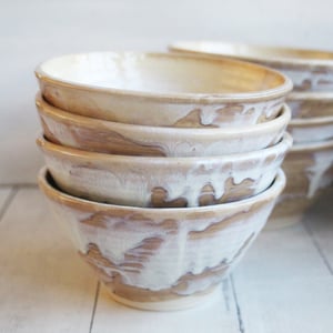 Image of Custom Order for Kathleen, Set of 16 Hand Thrown Bowls in Ocher and White Glaze