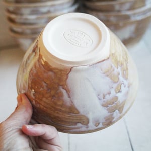 Image of Custom Order for Kathleen, Set of 16 Hand Thrown Bowls in Ocher and White Glaze