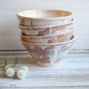 Image of Custom Order for Kathleen, Set of 16 Hand Thrown Bowls in Ocher and White Glaze