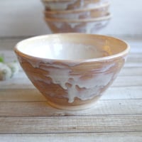 Image 10 of Custom Order for Kathleen, Set of 16 Hand Thrown Bowls in Ocher and White Glaze