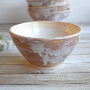 Image of Custom Order for Kathleen, Set of 16 Hand Thrown Bowls in Ocher and White Glaze