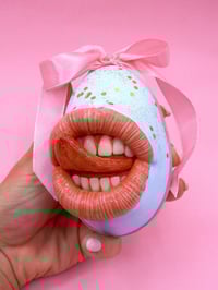 Image 2 of Surreal Easter Egg Sculpture with Mouth and Tongue