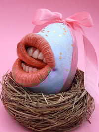 Image 4 of Surreal Easter Egg Sculpture with Mouth and Tongue