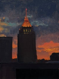Fisher Building Nocturne -  Detroit Urban Landscape Painting (2025 Oil)