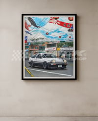 Image 1 of FREE US SHIPPING! 🔥 Imagined Mount Fuji 🗻 Toyota Trueno AE86 - Giclée Art Print