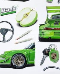 Image 4 of FREE US SHIPPING! 🔥 Evergreen 🍏 RWB Porsche 993 - Giclée Art Print