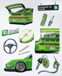 Image 2 of FREE US SHIPPING! 🔥 Evergreen 🍏 RWB Porsche 993 - Giclée Art Print
