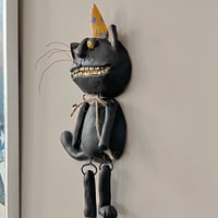 Image 2 of Wallie Black Cat with Pointy Orange Hat