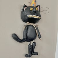 Image 3 of Wallie Black Cat with Pointy Orange Hat