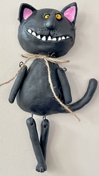Image 1 of SmilingBlack Wallie Wall Cat 