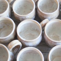 Image 6 of Custom Order for Kathleen, Set of 10 Mugs in White and Ocher Dripping Glaze