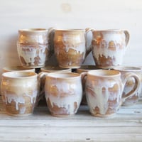 Image 8 of Custom Order for Kathleen, Set of 10 Mugs in White and Ocher Dripping Glaze