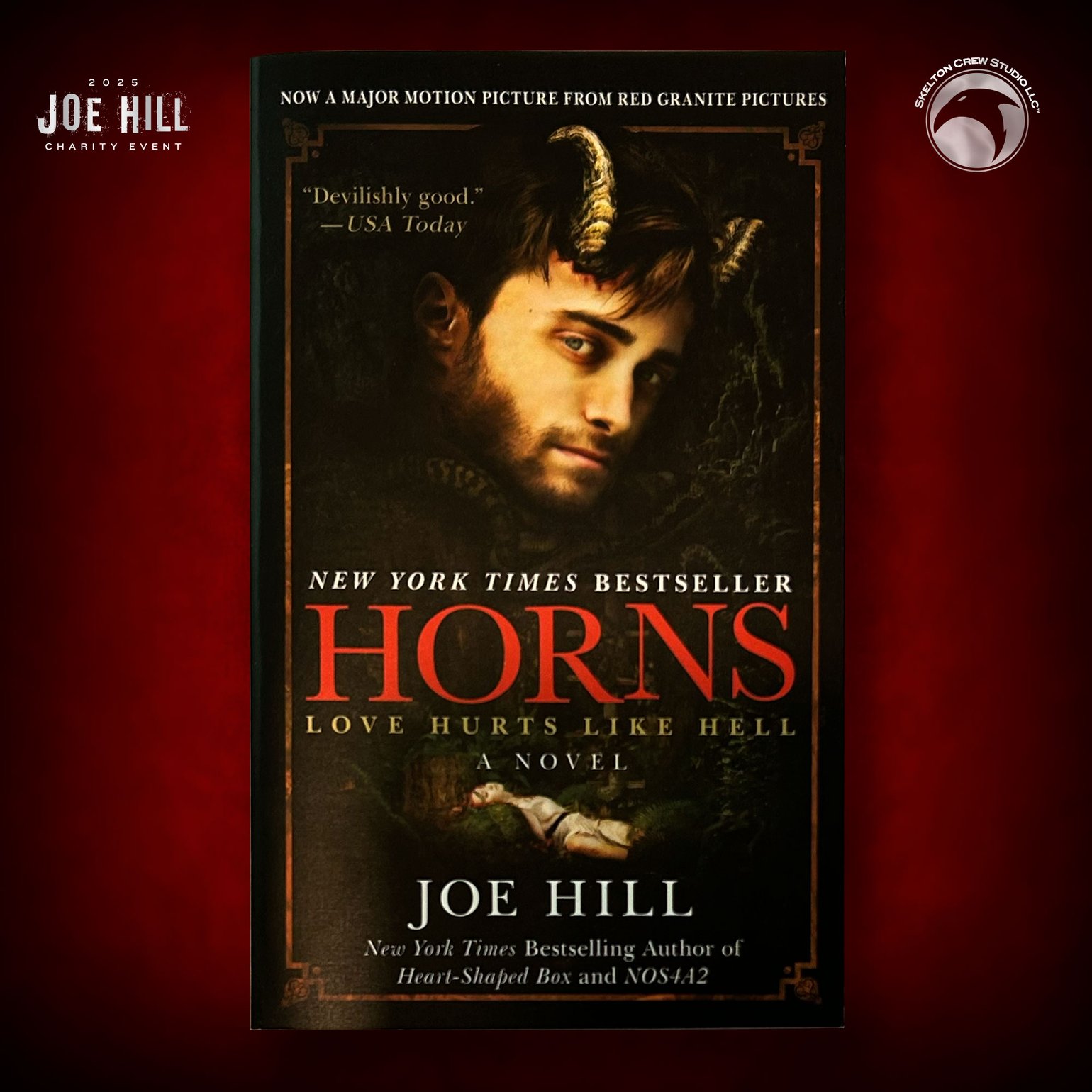 Image of JOE HILL 2025 CHARITY EVENT 11: SIGNED/DOODLED/FIRST EDITION Horns MMP DAMAGED