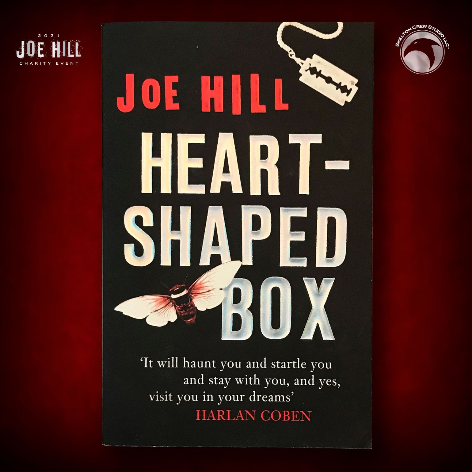 Image of JOE HILL 2025 CHARITY EVENT 14: SIGNED/DOODLED Heart-Shaped Box UK MMP DAMAGED