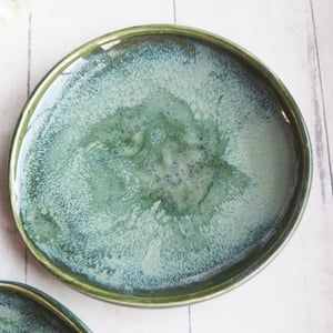 Image of Reserved for Steve - Large Stoneware Spoon Rest in Textured Green Glaze Handmade in USA