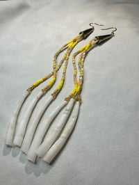 Image 1 of Beaded Dentallium shell Fringe Earrings