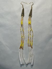 Image 2 of Beaded Dentallium shell Fringe Earrings