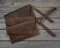 Image 1 of Wristlet Hand Bag - Distress Brown