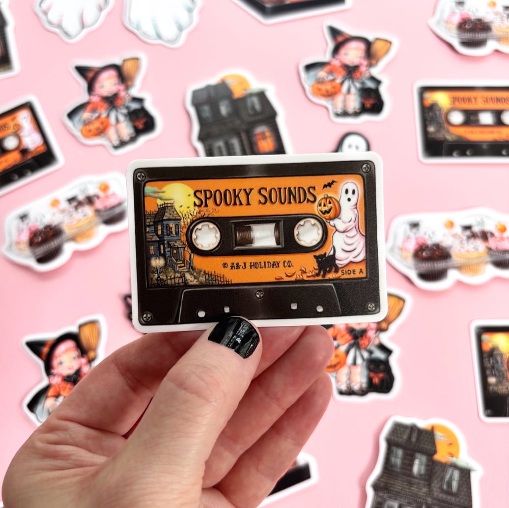 Image of Spooky Sounds cassette tape sticker 