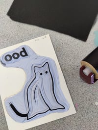 Image 3 of Boo Halloween Cat Linocut Card