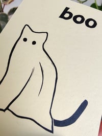 Image 4 of Boo Halloween Cat Linocut Card