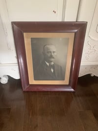 Image 1 of Black and White Portrait in Wood Frame: 1900s Antique Decor