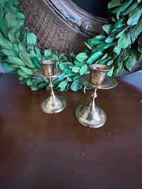 Image 1 of Brass Candlestick Holder Pair