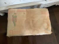 Image 2 of Wood Foot Stool, Robin Hood Flour, Fabric Top