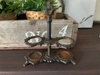 Image 1 of Cast Iron Salt & Pepper Holder, Rustic Farmhouse