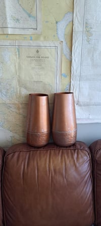 Image 1 of Copper Coloured Metal Vase, Farmhouse Tabletop