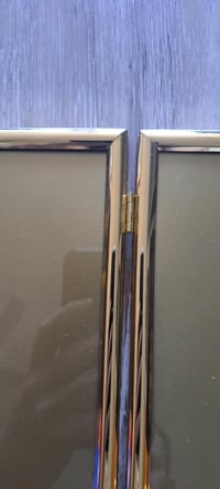 Image 3 of Brass Double Picture Frame, Bi-Fold Tabletop 8x10