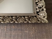 Image 2 of Brass Vanity Tray, Rectangular, Filigree, Metal Framed Vanity Display