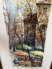 Image 2 of Set of Vintage Framed Art, MCM Wood Frame, Parisian Style