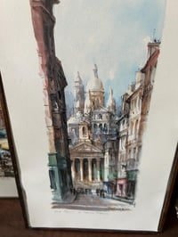 Image 7 of Set of Vintage Framed Art, MCM Wood Frame, Parisian Style