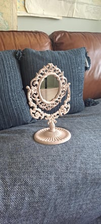 Image 1 of Cast Iron Standing Mirror, Centerpiece