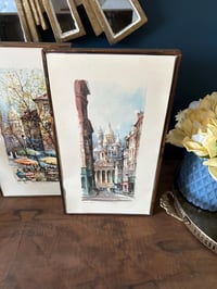Image 8 of Set of Vintage Framed Art, MCM Wood Frame, Parisian Style