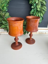 Image 1 of Set of 2 Carved Wood Goblets