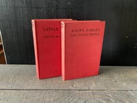 Image 2 of Red Book Set: Aesop's Fables & Little Men, Farmhouse Decor