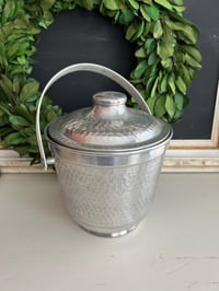 Image 1 of Hammered Aluminum Ice Bucket, MCM Barware, Made in Italy