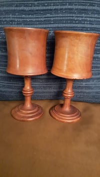 Image 5 of Set of 2 Carved Wood Goblets