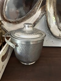 Image 2 of Hammered Aluminum Ice Bucket, MCM Barware, Made in Italy