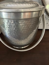 Image 4 of Hammered Aluminum Ice Bucket, MCM Barware, Made in Italy