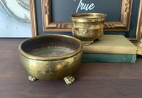 Image 1 of Brass Planter Set, Footed Brass Pots
