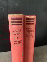 Image 8 of Red Book Set: Aesop's Fables & Little Men, Farmhouse Decor