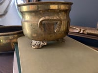 Image 4 of Brass Planter Set, Footed Brass Pots