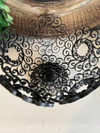 Image 2 of Scrolled Metal Wire Basket, Farmhouse Pedestal