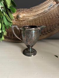 Image 1 of Silver Plated Pitcher, Aged Patina Creamer, Farmhouse Decor