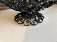 Image 4 of Scrolled Metal Wire Basket, Farmhouse Pedestal